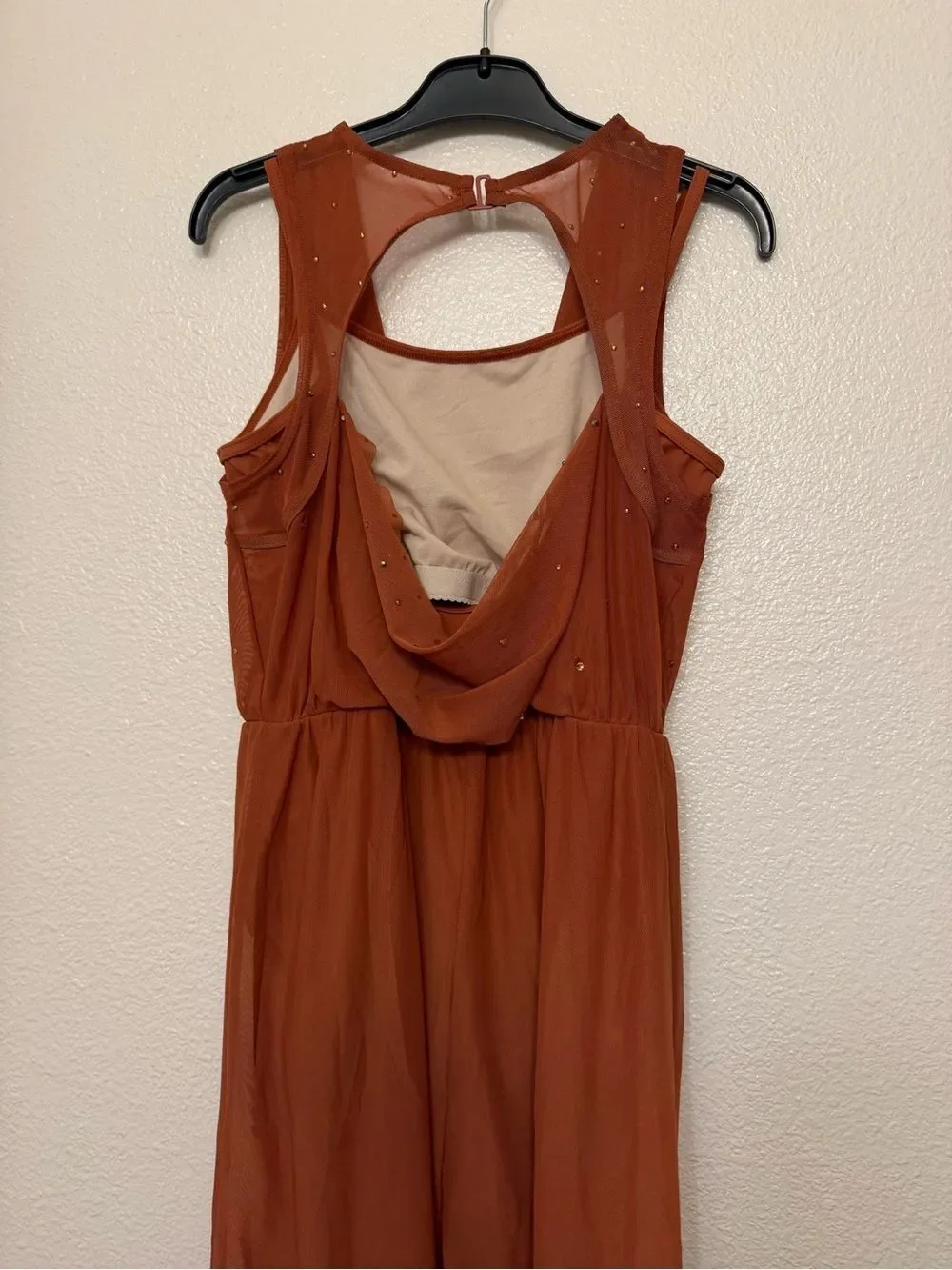 WEISSMAN Dance Costume orange Cowl Drape Power Mesh Jumpsuit SM12126 SA adult
